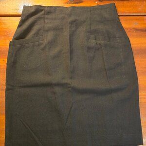 Skirt Black The Limited Pockets size 12 Back Zip Lined Wool 1990s